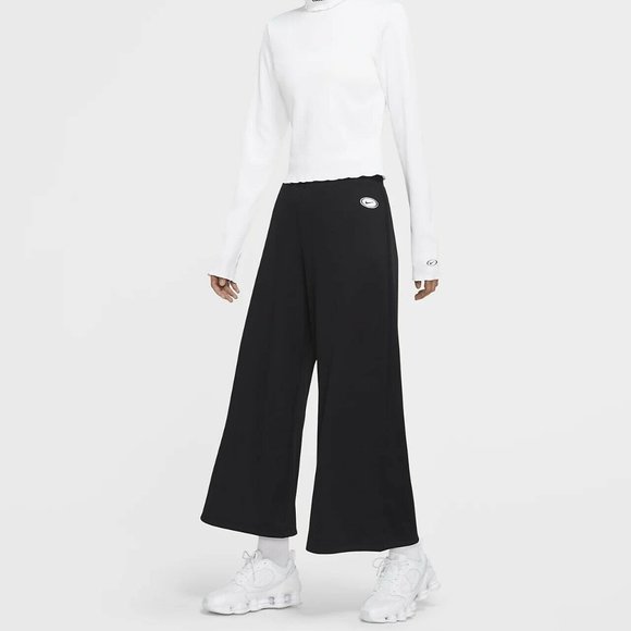 Nike Women's Sportswear Ribbed Femme Pants Black Wide Leg Trouser DJ1090-010